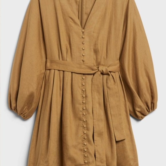 COPY - BANANA REPUBLIC Linen Balloon Sleeve Mini Dress 8T Dry Mustard NWT #789… - Picture 3 of 8
